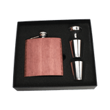 Real Wooden 6 oz. Hip Flask in Premium Gift Box with Shot Glasses & Funnel