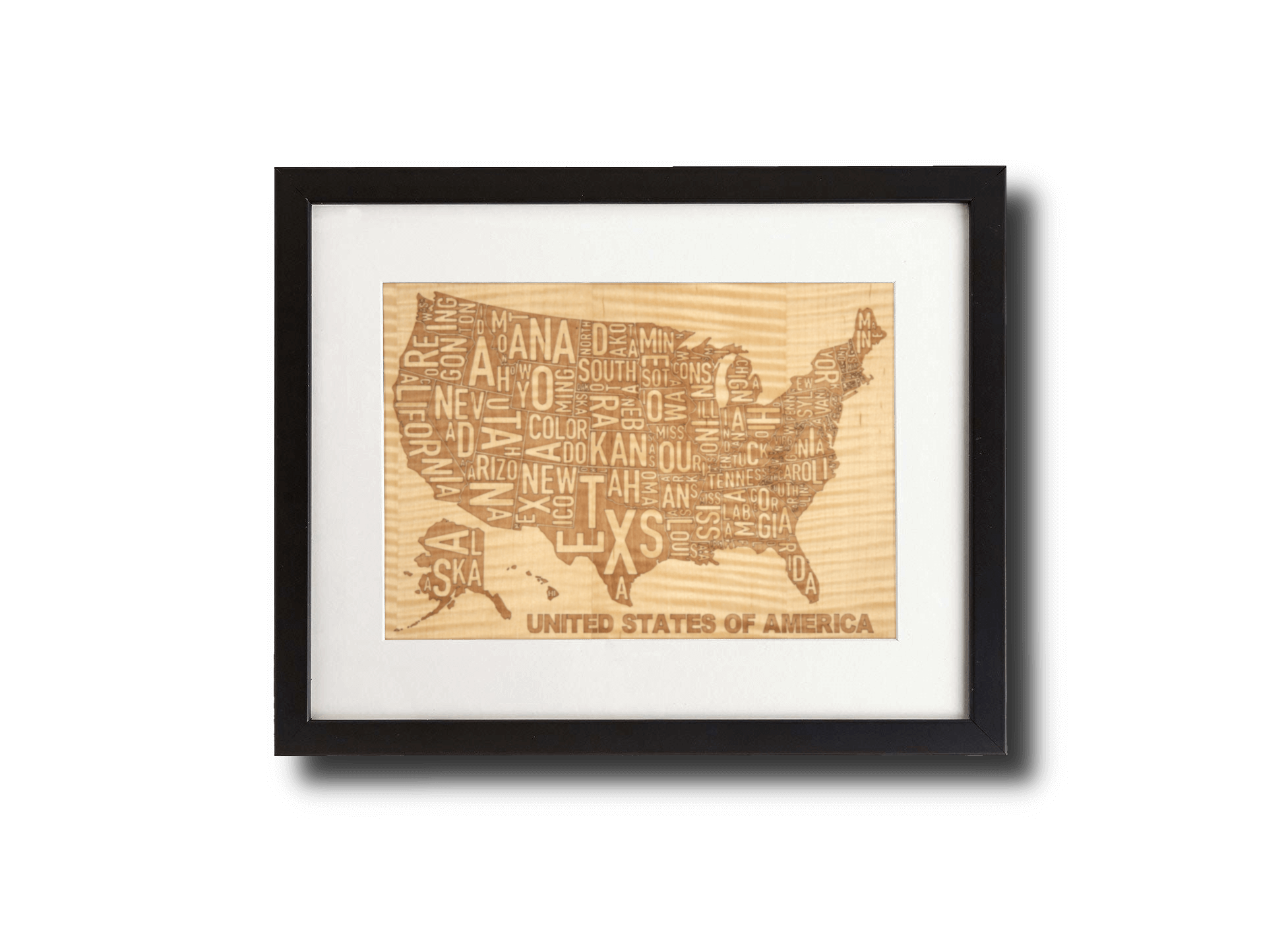 Laser Engraved Wooden Wall Art | USA Map in Shimmering Maple, Home and Office - WUDN