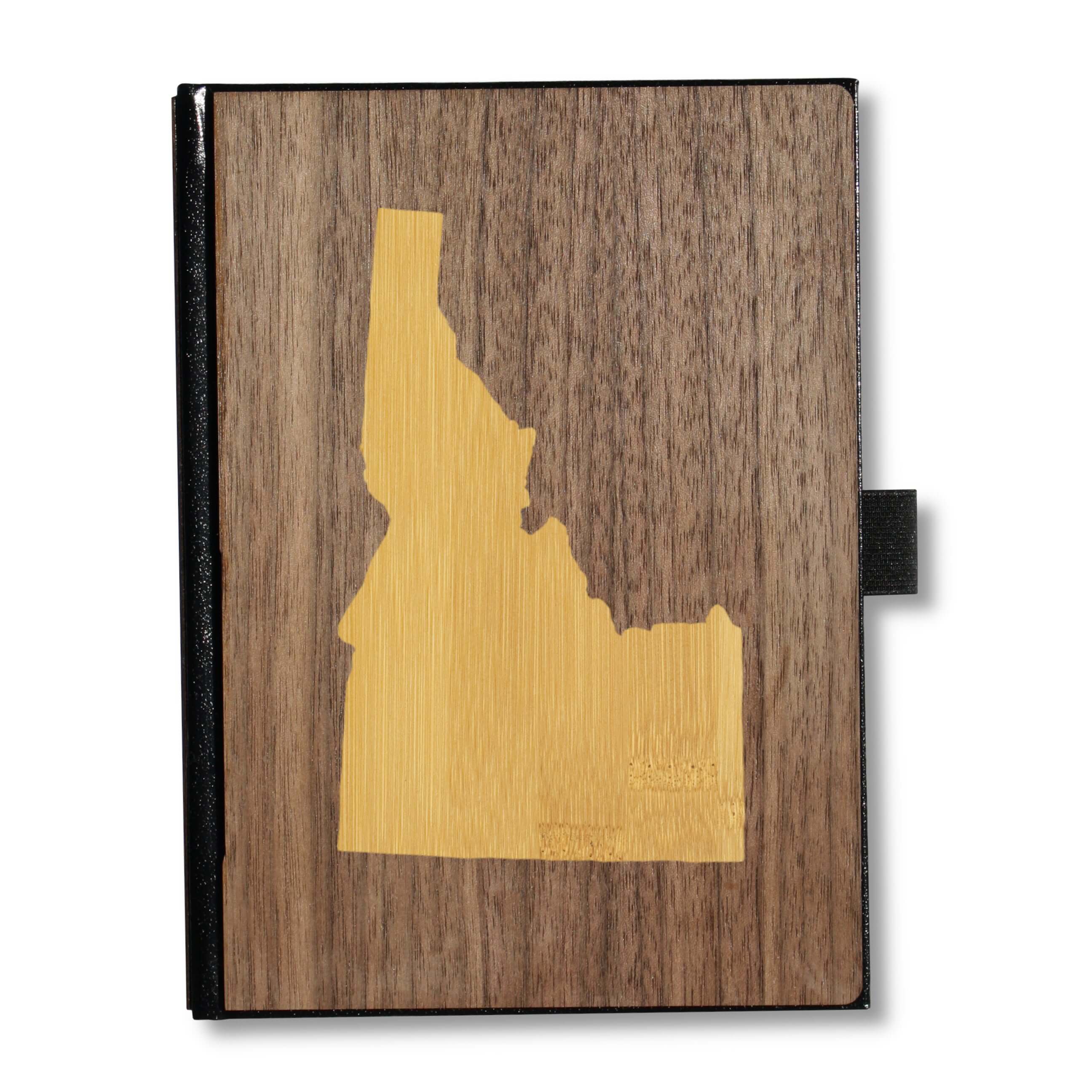Handcrafted Wooden Journal / Planner / Notebook (Idaho State Inlay in Walnut & Bamboo)