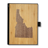 Handcrafted Wooden Journal / Planner / Notebook (Idaho State Inlay in Walnut & Bamboo)