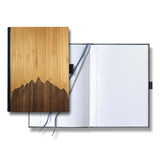 Handcrafted Wooden Journal / Planner / Notebook (Sawtooth Mountains Inlay in Walnut & Bamboo)