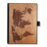 Handcrafted Wooden Journal / Planner (Laser-Engraved World Map)