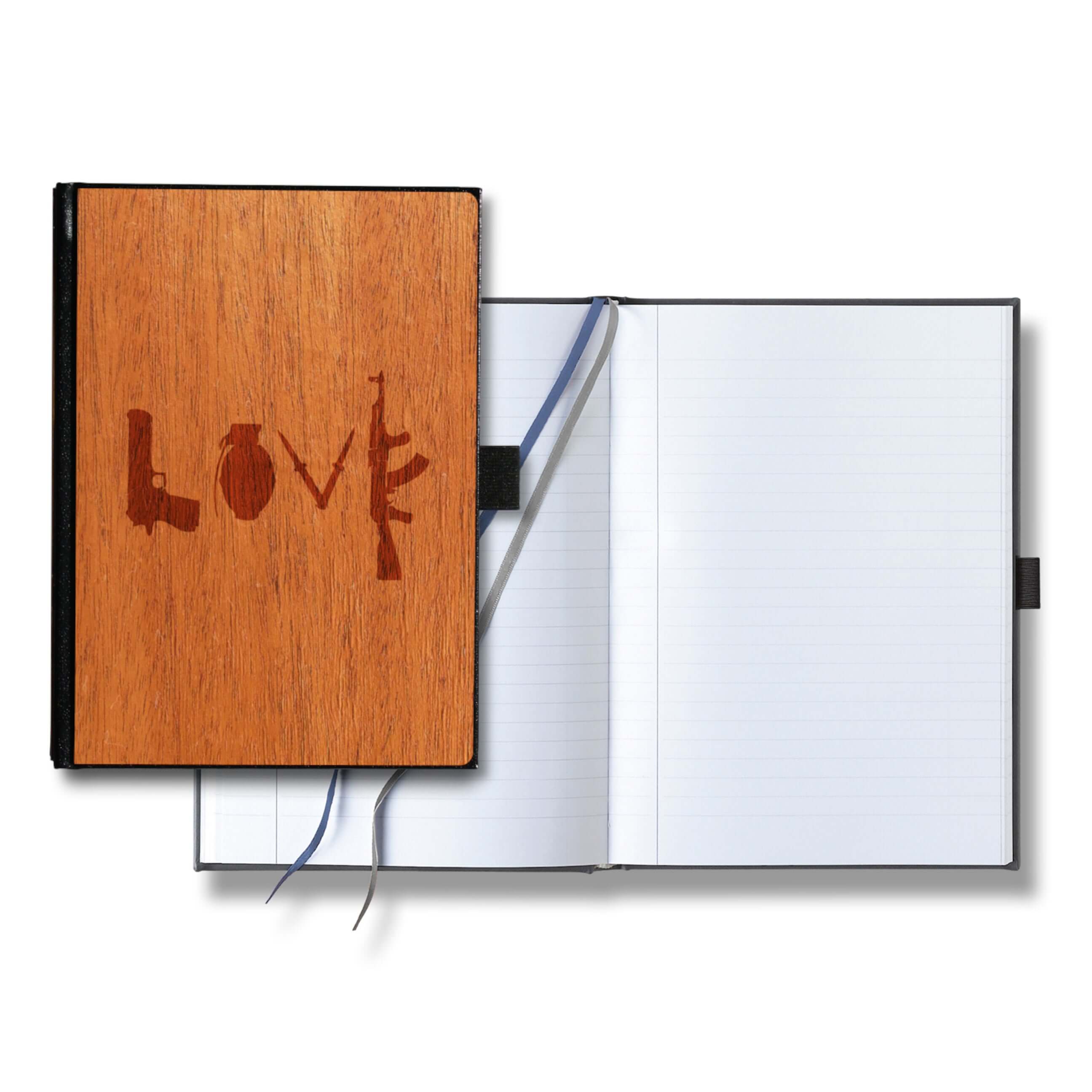 Handcrafted Wood Journal / Planner (Banksy Love Weapons)