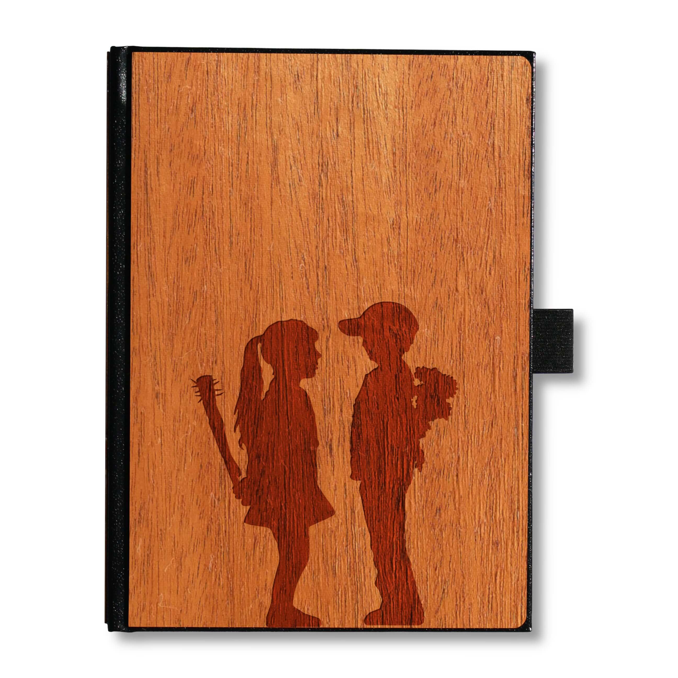 Handcrafted Wood Journal / Planner (Banksy Romance)