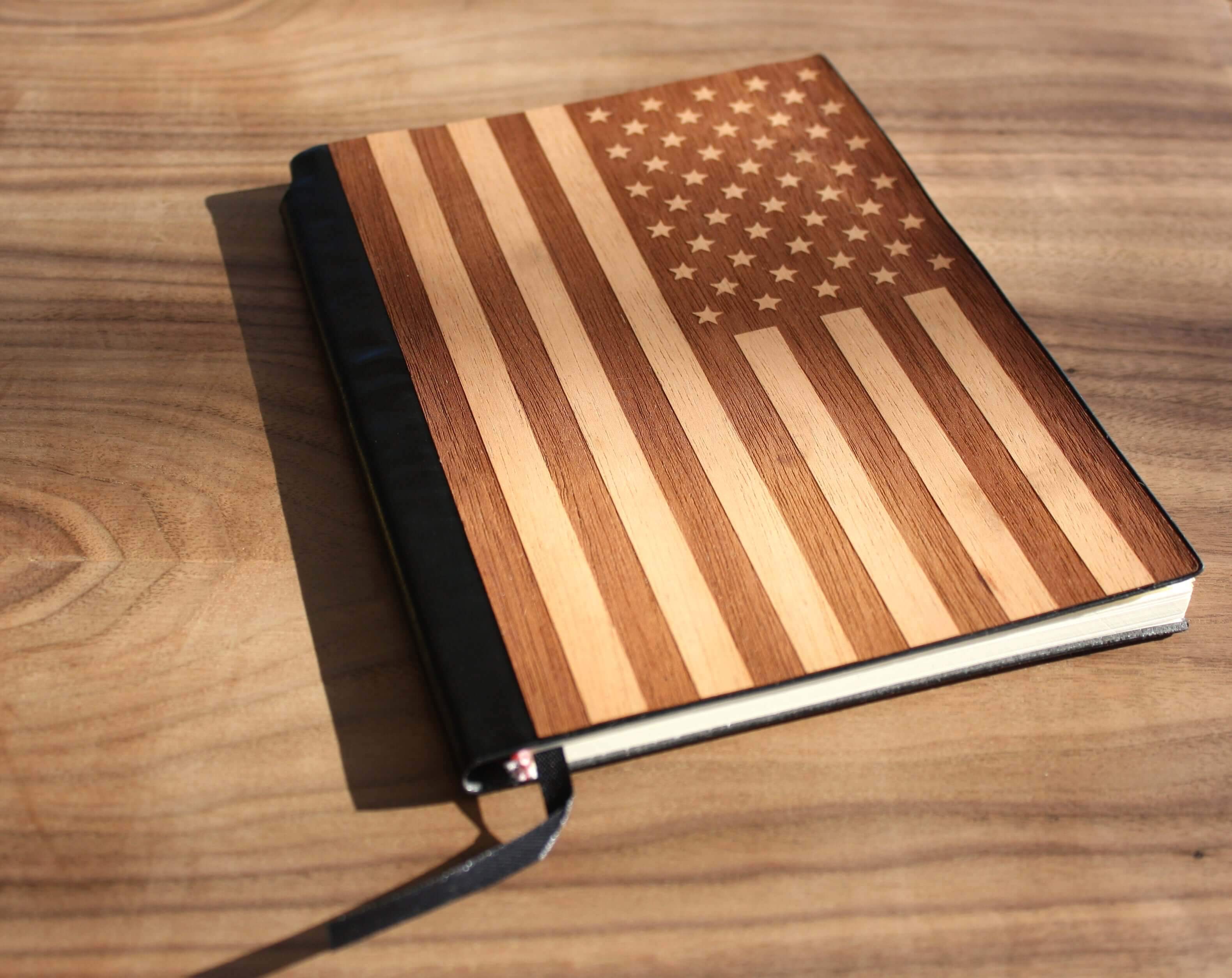 Handcrafted American Flag Wood Journal / Planner-Mahogany, Journal - WUDN