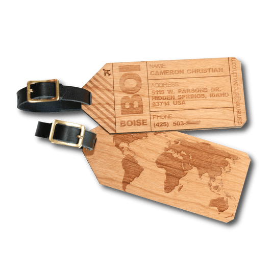 Customizable Wooden Luggage Tags (Pair) | Luggage Tag Traveler