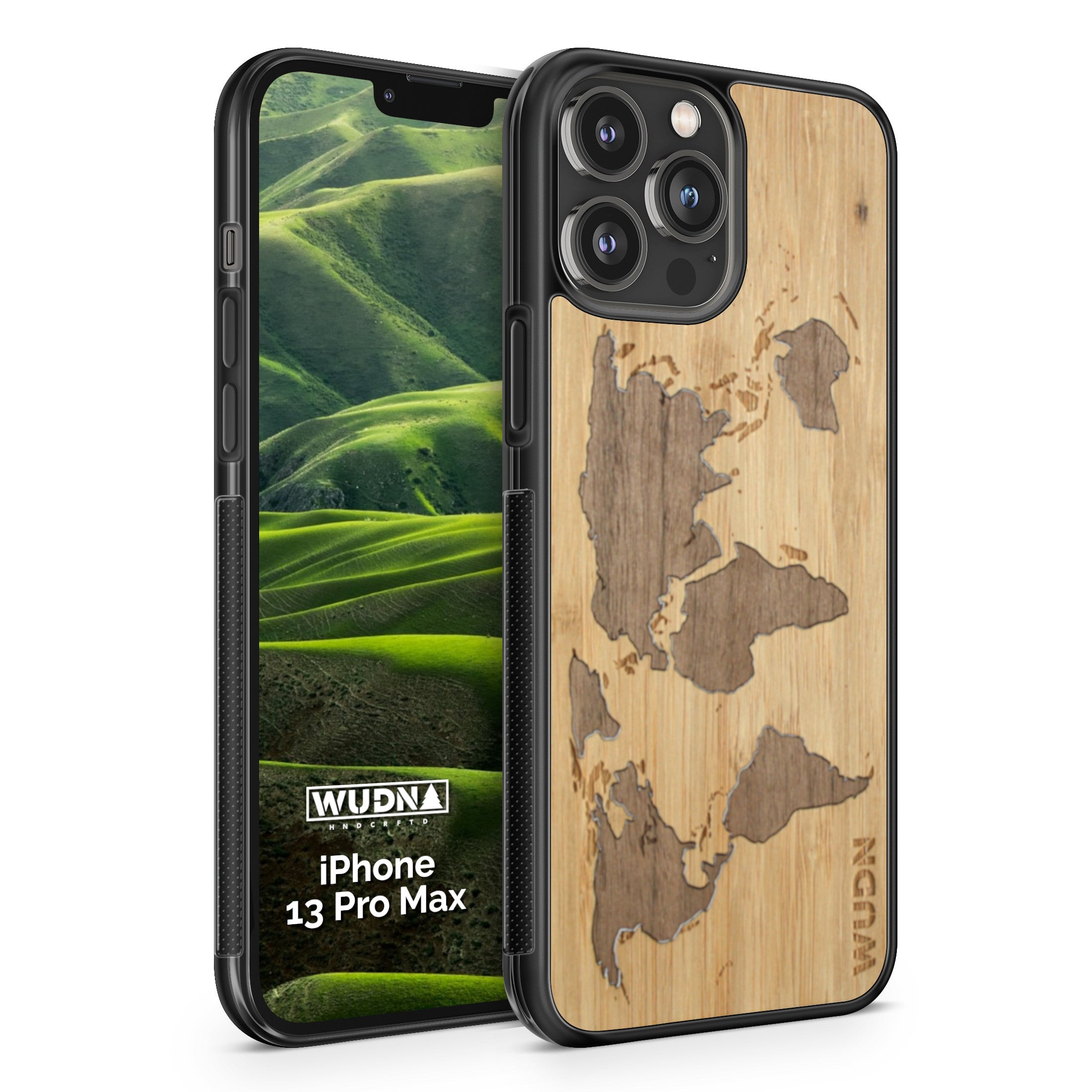 Slim Wooden Phone Case (World Map Traveler - Bamboo Ocean)
