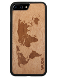 Slim Wooden iPhone Case (World Map Traveler in Mahogany)