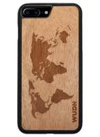 Slim Wooden iPhone Case (World Map Traveler in Mahogany)