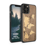 Slim Wooden iPhone Case (World Map Traveler - Walnut Ocean)