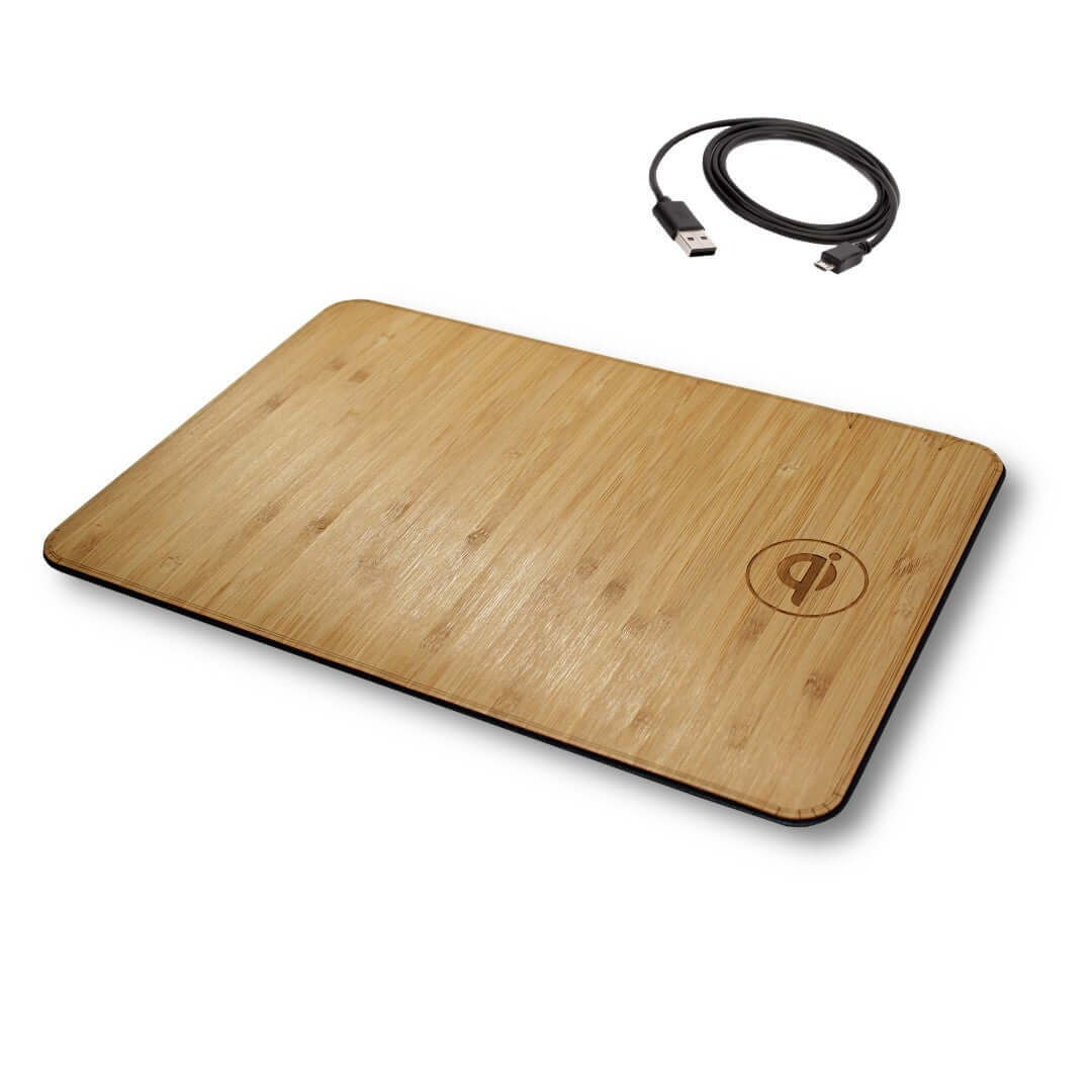 Oversize Wood Mousepad with 15 watt Wireless Fast Charger