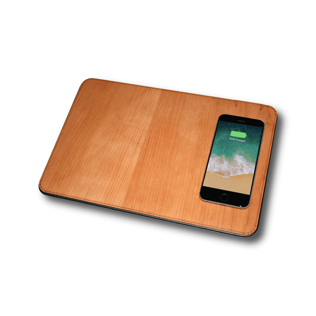 Oversize Wood Mousepad with 15 watt Wireless Fast Charger