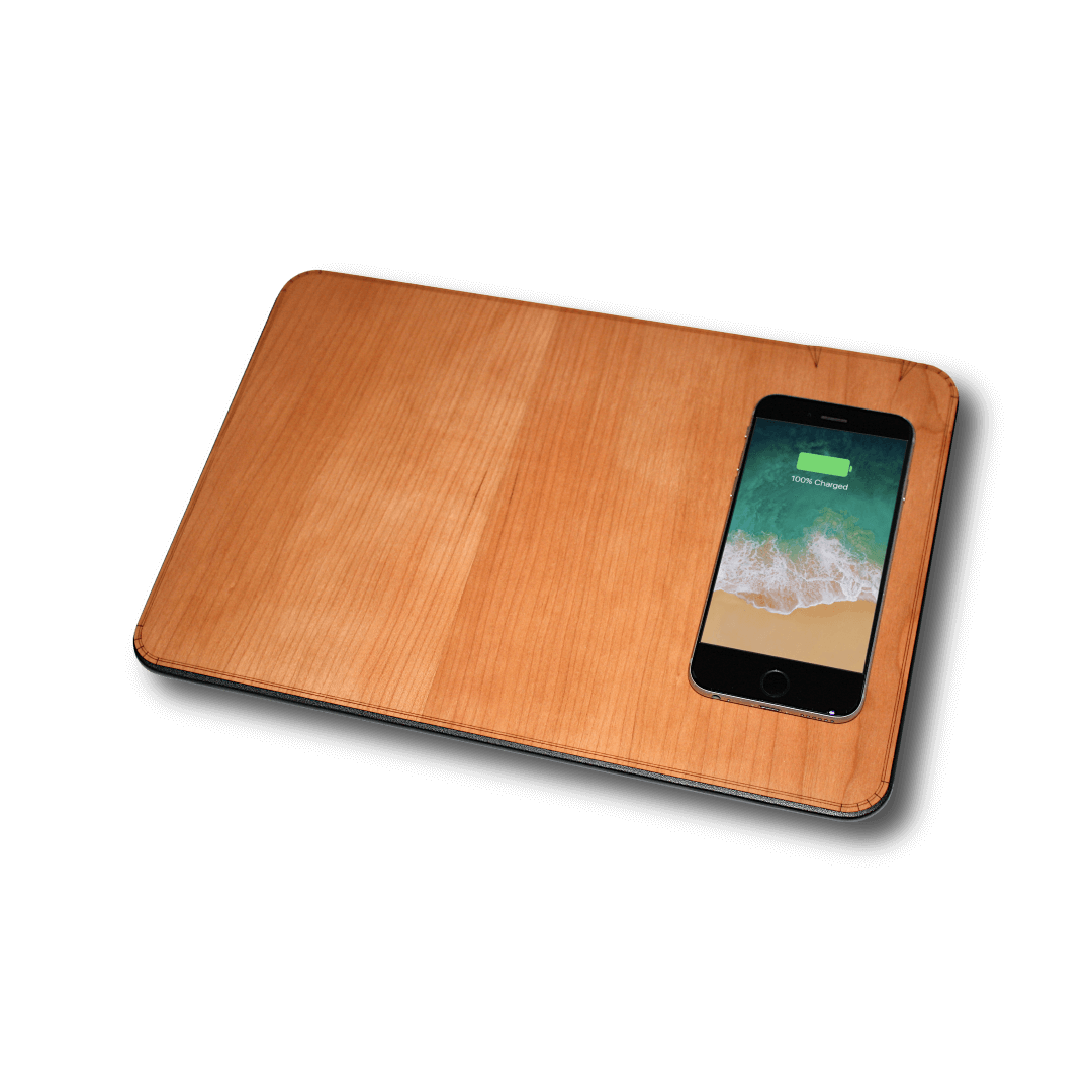 Oversize Wood Mousepad with 10 watt Qi Wireless Fast Charger