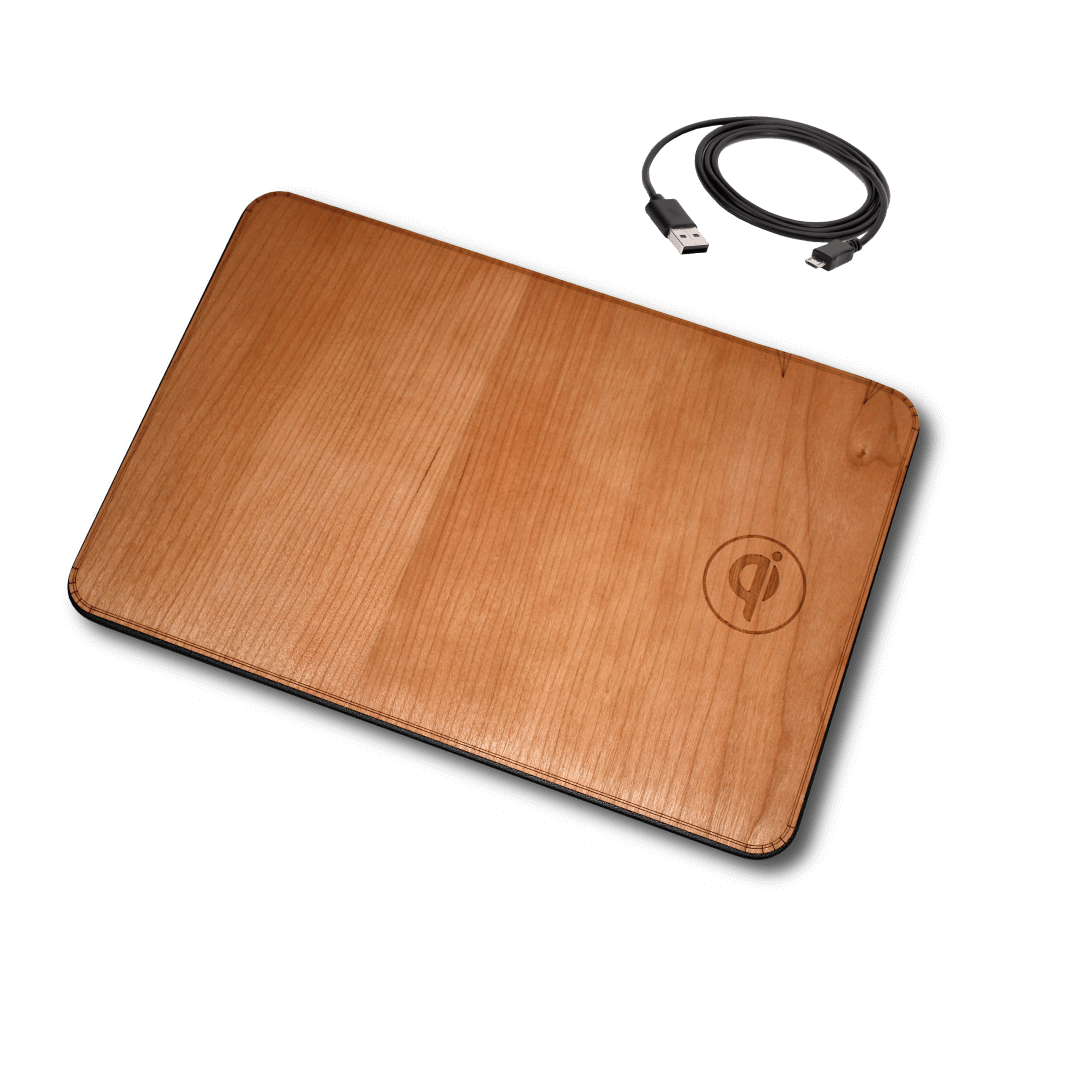 Oversize Wood Mousepad with 15 watt Wireless Fast Charger