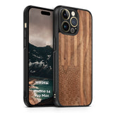 Slim Wooden iPhone Case (American Flag in Black Walnut)