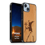 Slim Wooden Phone Case (Banksy Molotov Flowers in Mahogany)