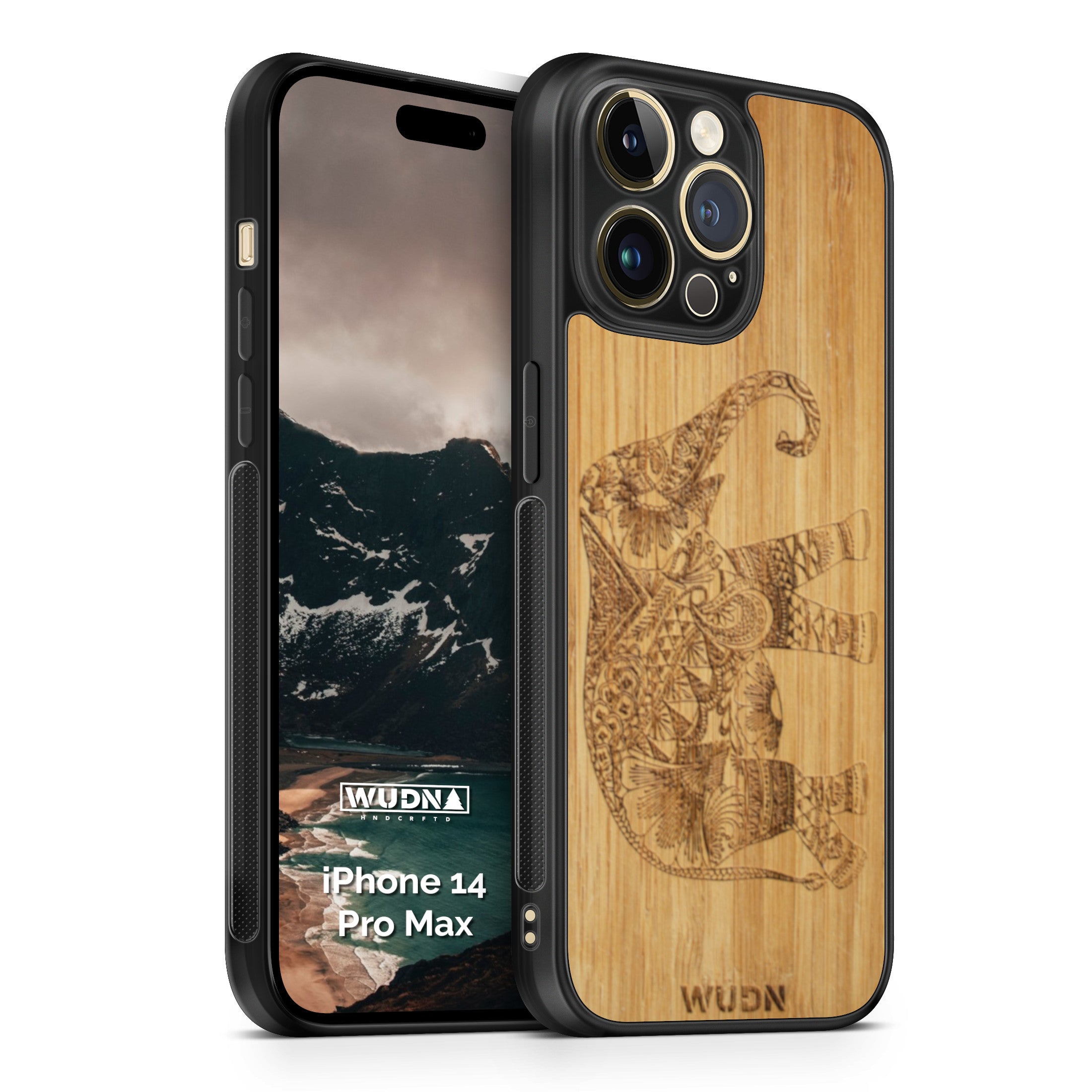 Slim Wooden Phone Case (Bamboo Asian Elephant)