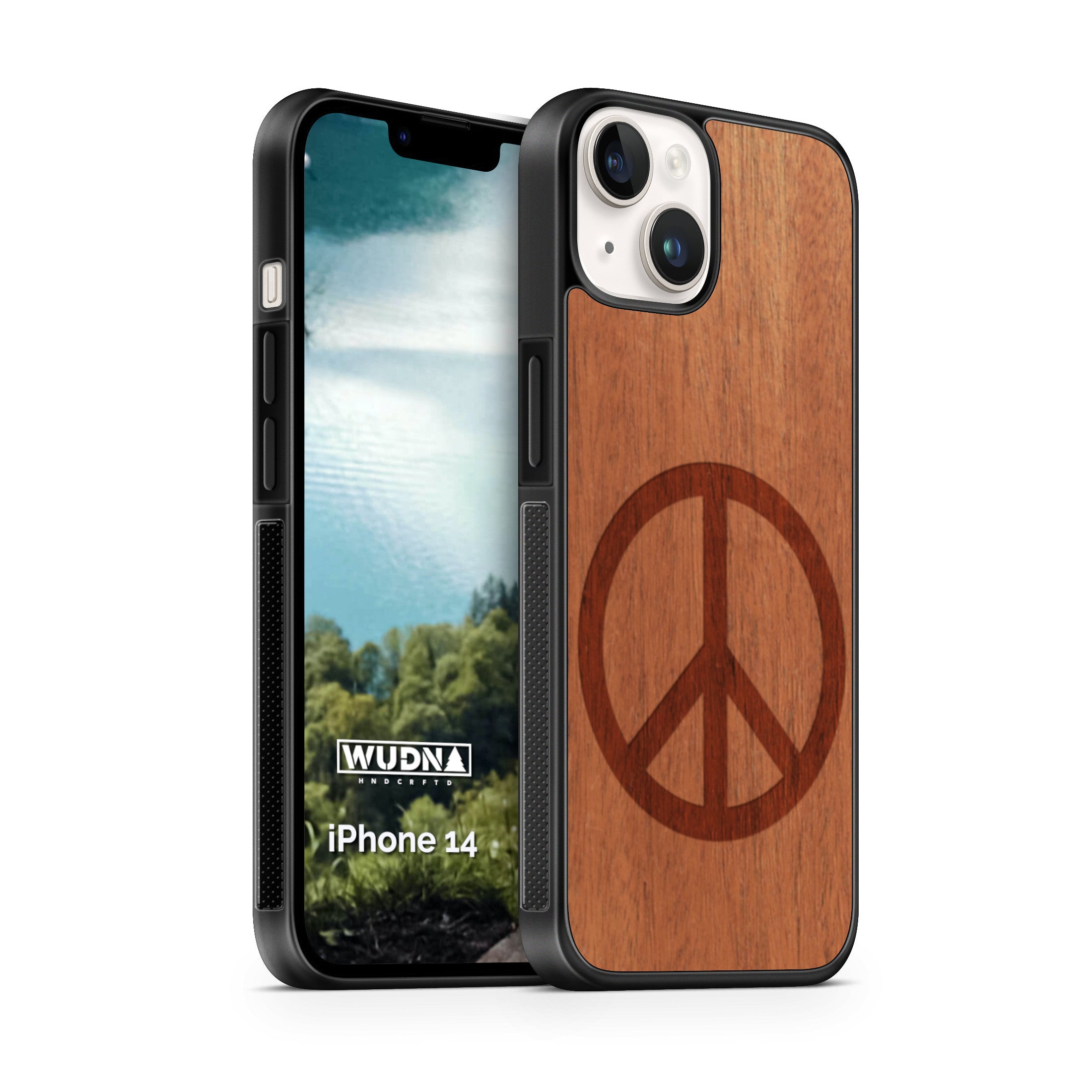 Slim Wooden Phone Case (Peace Symbol in Mahogany)