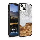 Slim Resin & Wood iPhone Case (Coastline Collection - Arctic White)