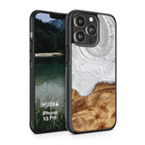 Slim Resin & Wood iPhone Case (Coastline Collection - Arctic White)