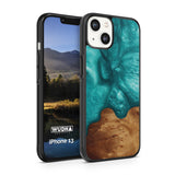 Slim Resin & Wood iPhone Case (Coastline Collection - Deep Sea Green)