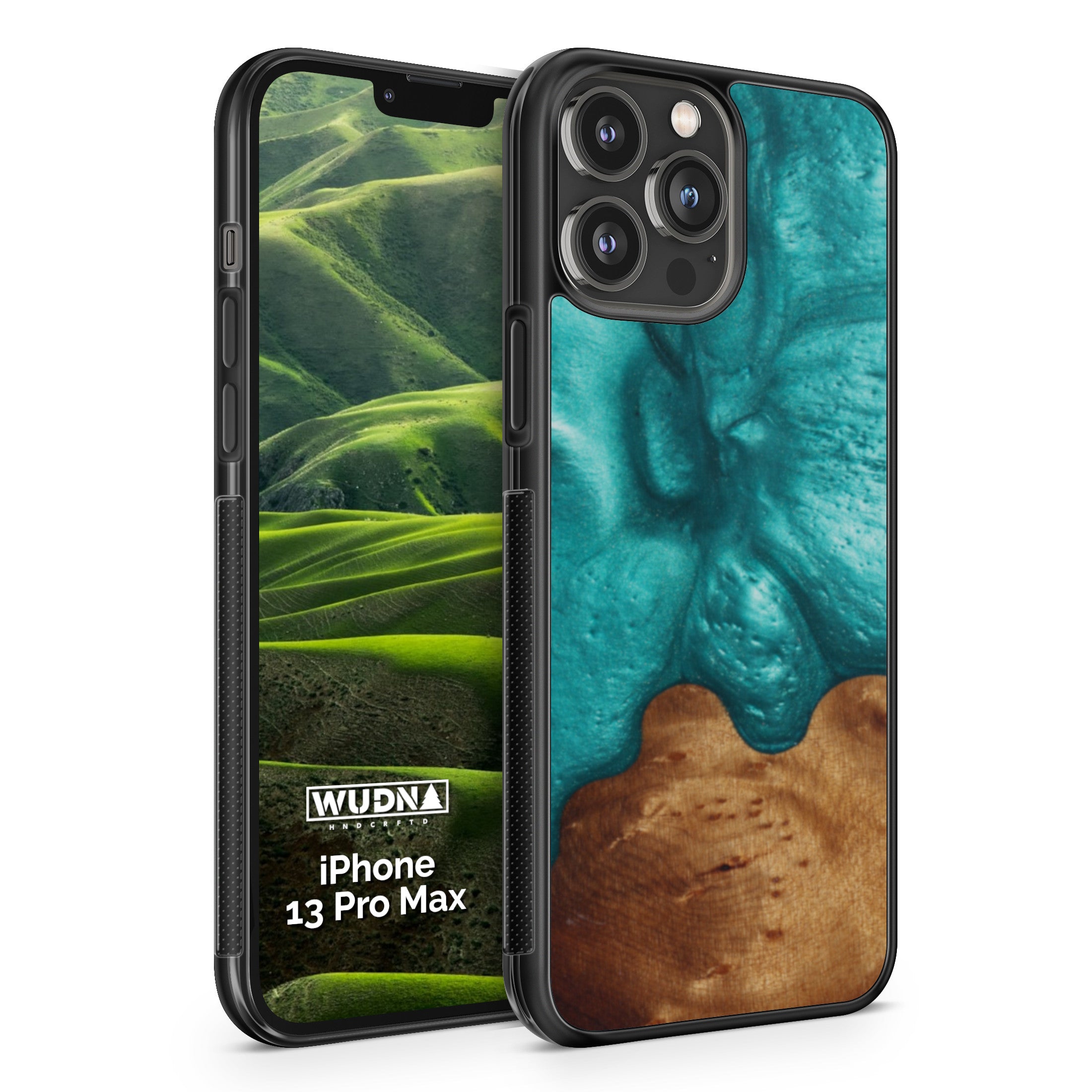 Slim Resin & Wood iPhone Case (Coastline Collection - Deep Sea Green)