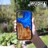 Slim Resin & Wood iPhone Case (Coastline Collection - Diver's Blue)