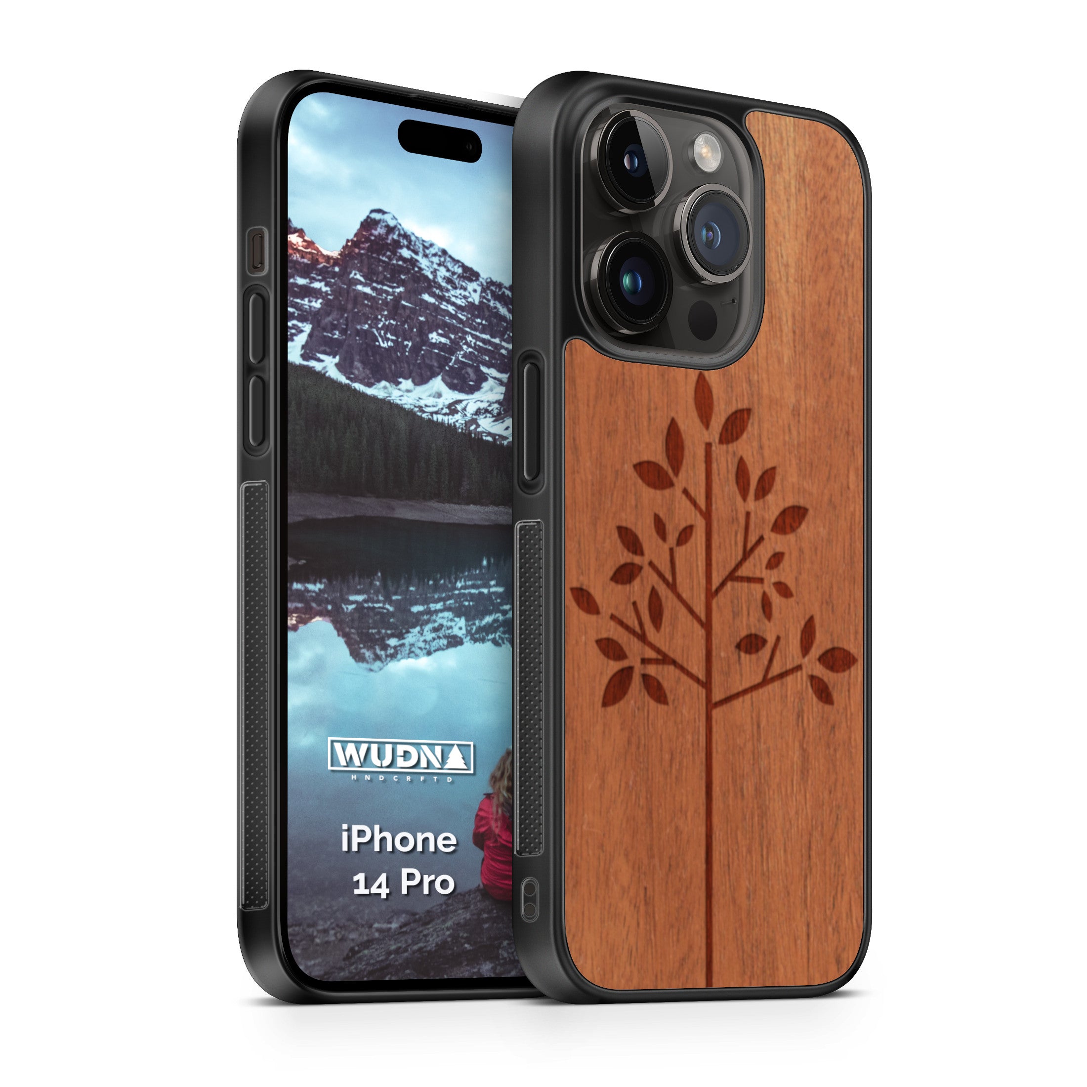 Slim Wooden Phone Case (Simple Tree in Mahogany)