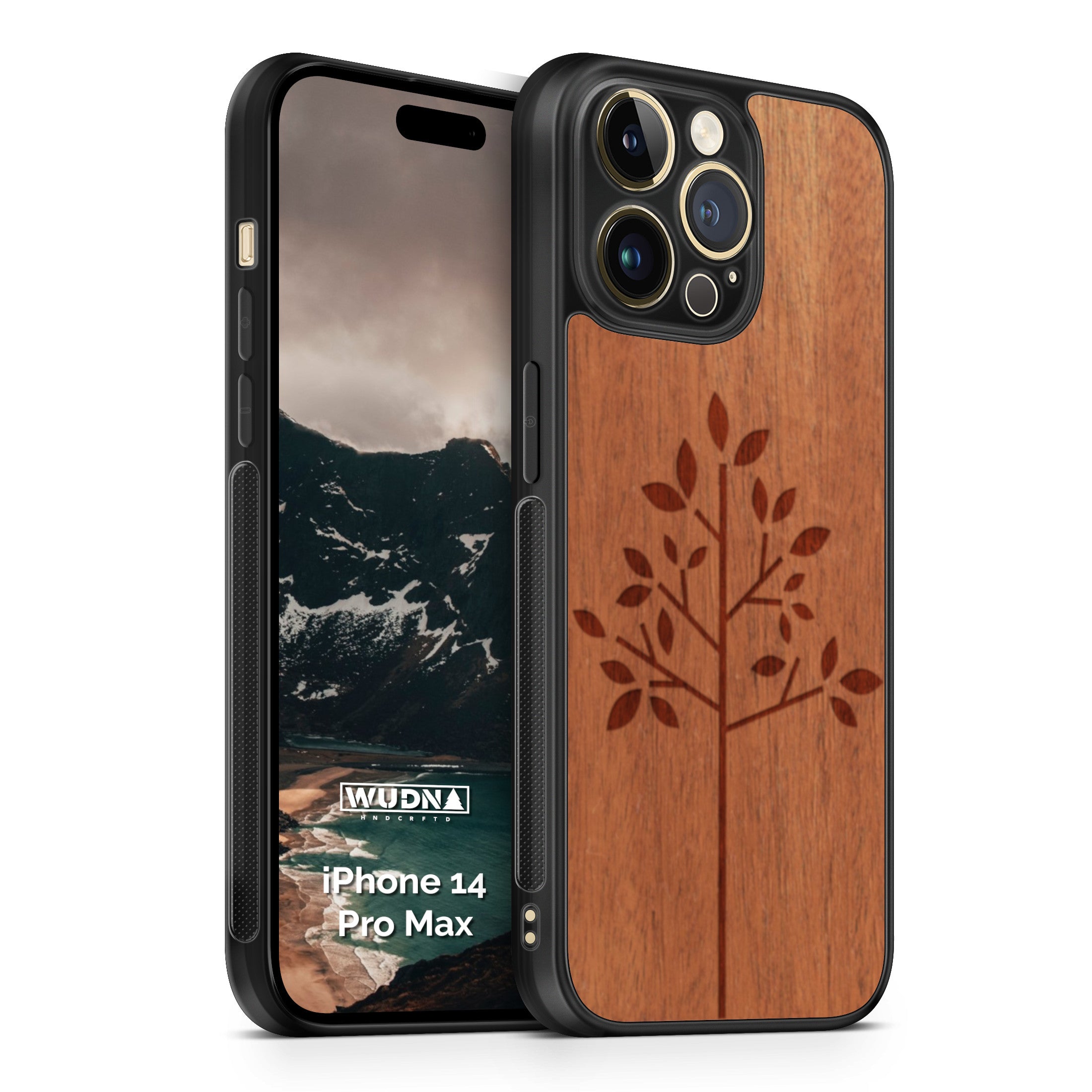 Slim Wooden Phone Case (Simple Tree in Mahogany)