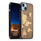 Slim Wooden iPhone Case (World Map Traveler - Walnut Ocean)