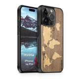 Slim Wooden iPhone Case (World Map Traveler - Walnut Ocean)