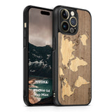 Slim Wooden iPhone Case (World Map Traveler - Walnut Ocean)