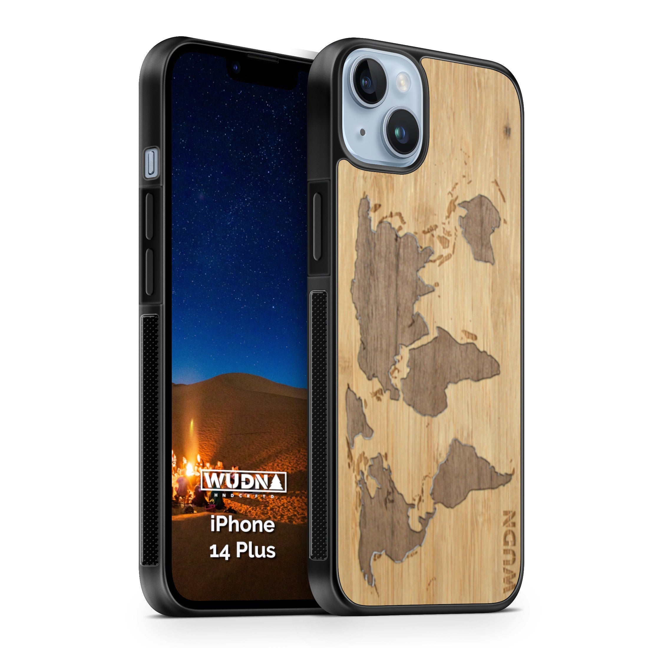 Slim Wooden Phone Case (World Map Traveler - Bamboo Ocean)