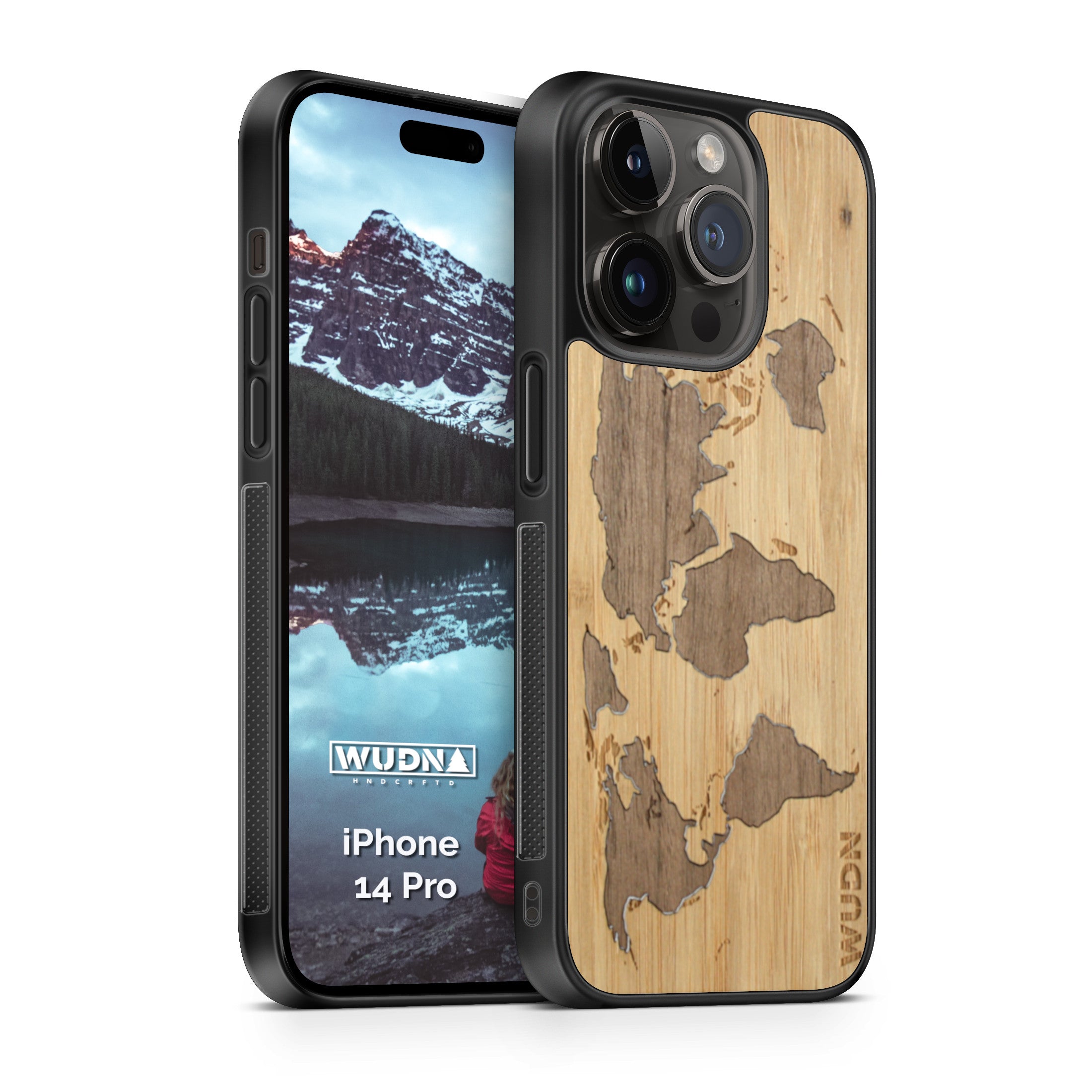 Slim Wooden Phone Case (World Map Traveler - Bamboo Ocean)