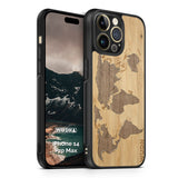 Slim Wooden Phone Case (World Map Traveler - Bamboo Ocean)