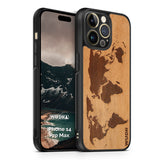 Slim Wooden iPhone Case (World Map Traveler in Mahogany)