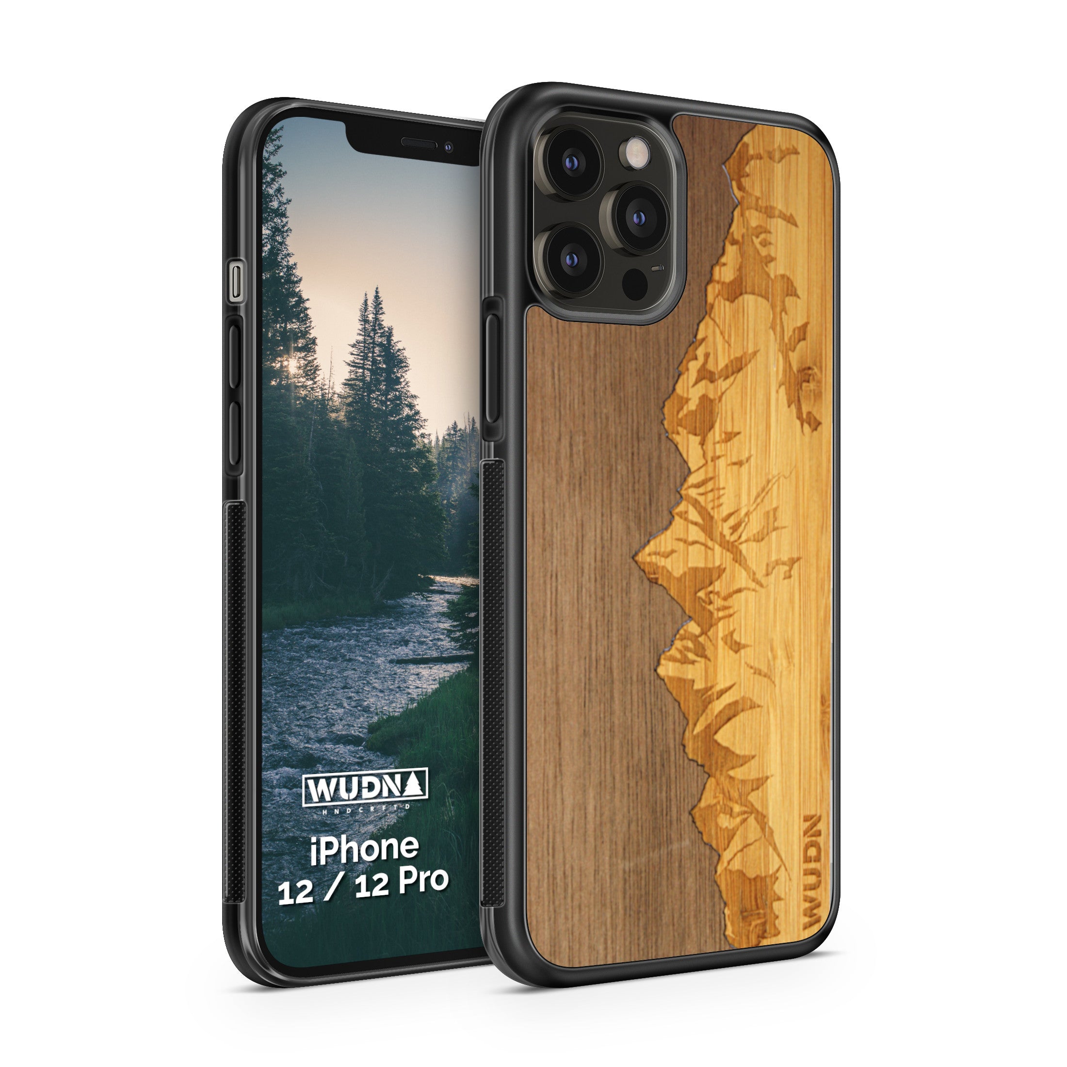Luxury Wood Texture Cute Phone Case with Invisible Stand and PC