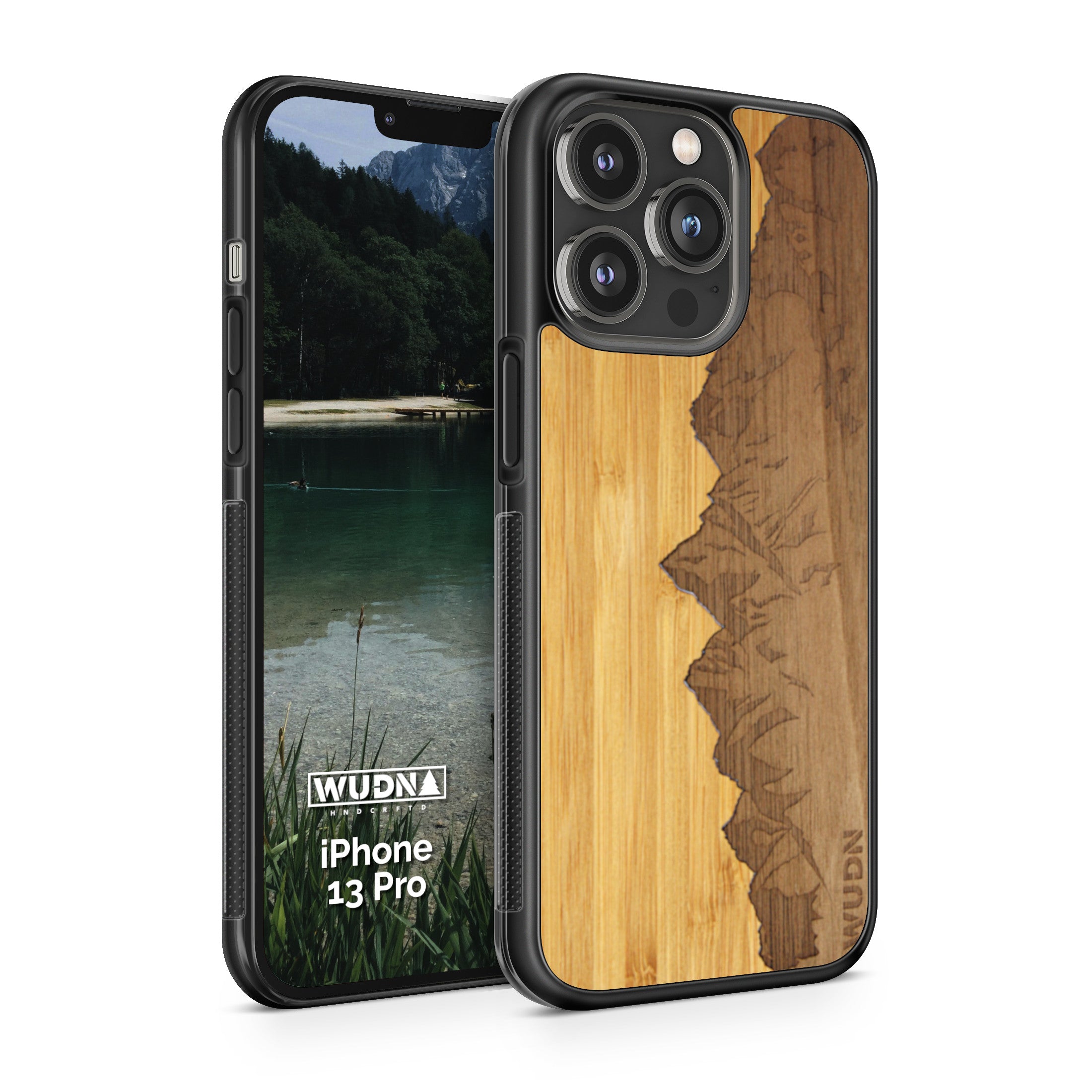 Slim Wooden Phone Case (Sawtooth Mountains Bamboo Sky)