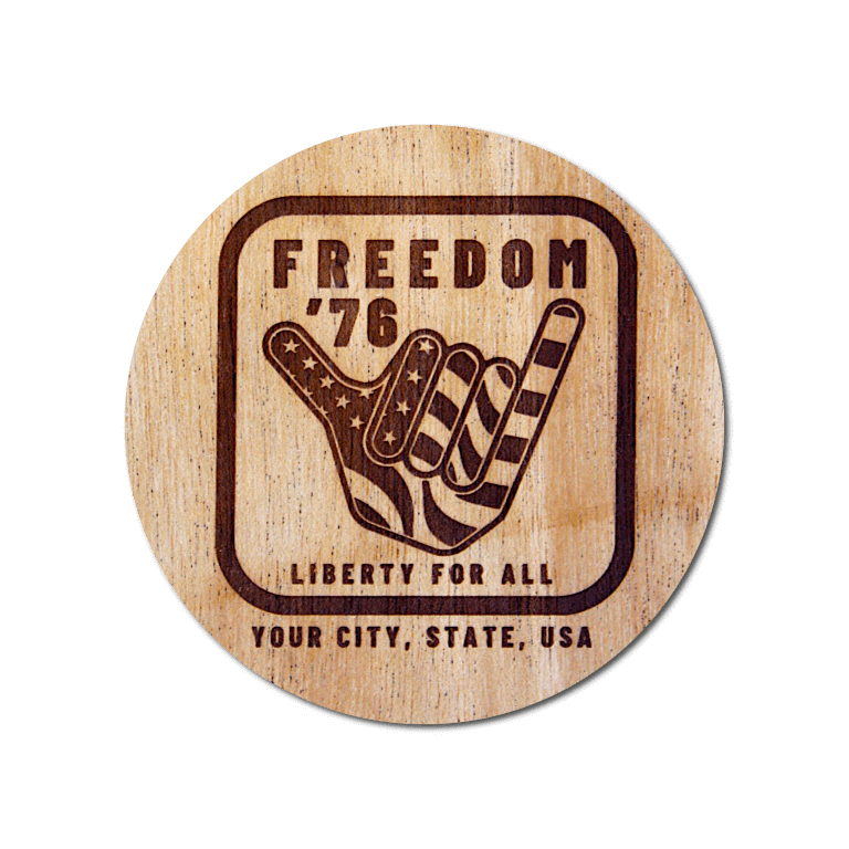 Real Wood Sticker - Freedom '76 Collection (Customized with your City & State)