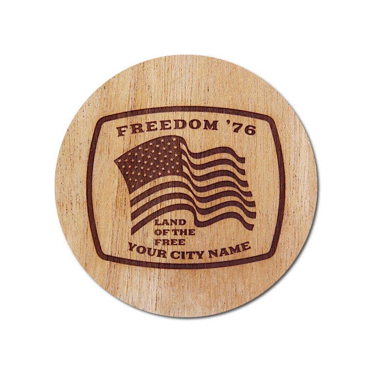 Real Wood Sticker - Freedom '76 Collection (Customized with your City & State)