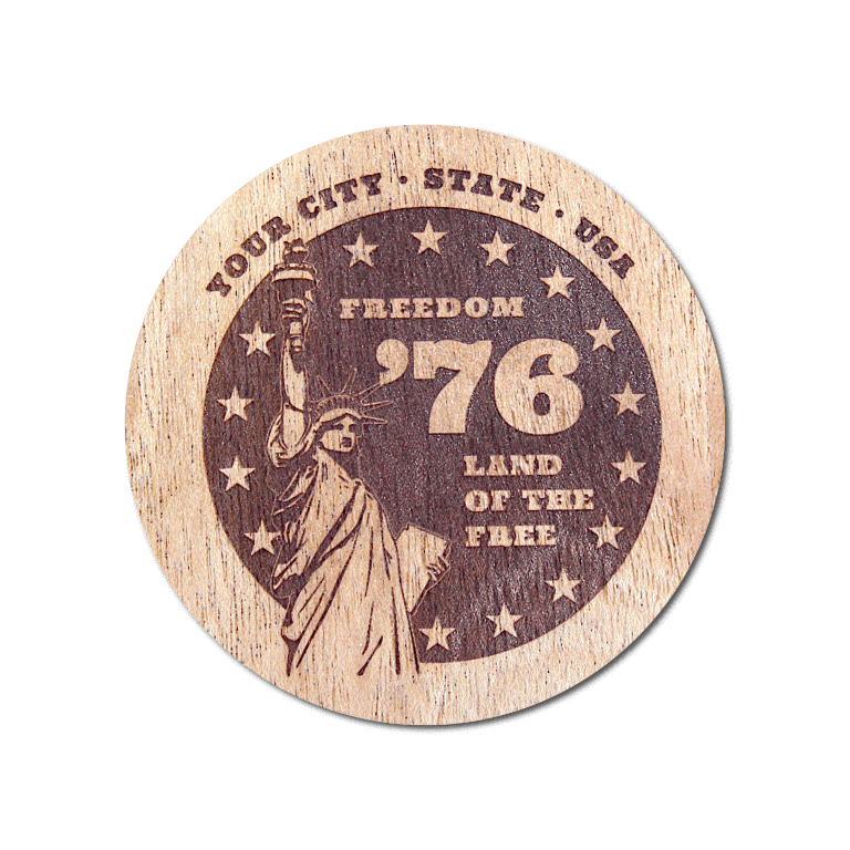 Real Wood Sticker - Freedom '76 Collection (Customized with your City & State)
