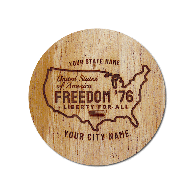 Real Wood Sticker - Freedom '76 Collection (Customized with your City & State)