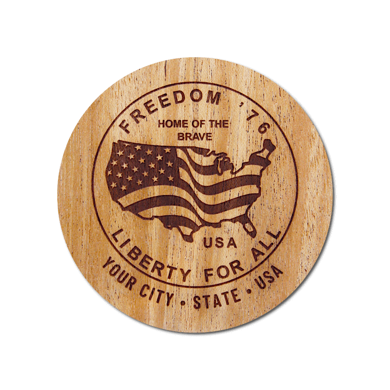 Real Wood Sticker - Freedom '76 Collection (Customized with your City & State)