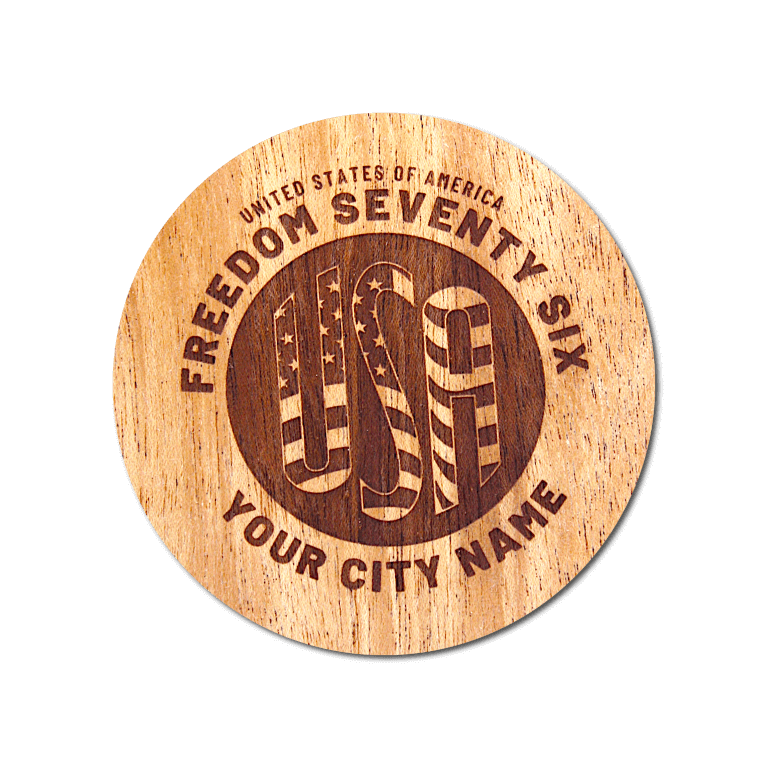 Real Wood Sticker - Freedom '76 Collection (Customized with your City & State)