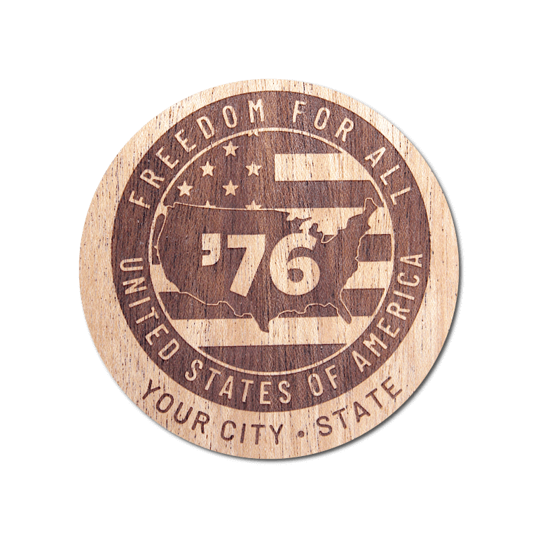 Real Wood Sticker - Freedom '76 Collection (Customized with your City & State)