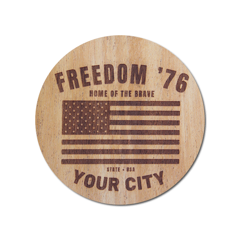 Real Wood Sticker - Freedom '76 Collection (Customized with your City & State)