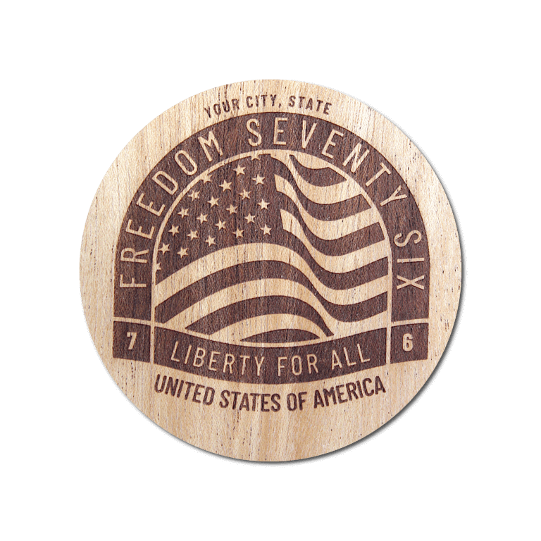 Real Wood Sticker - Freedom '76 Collection (Customized with your City & State)