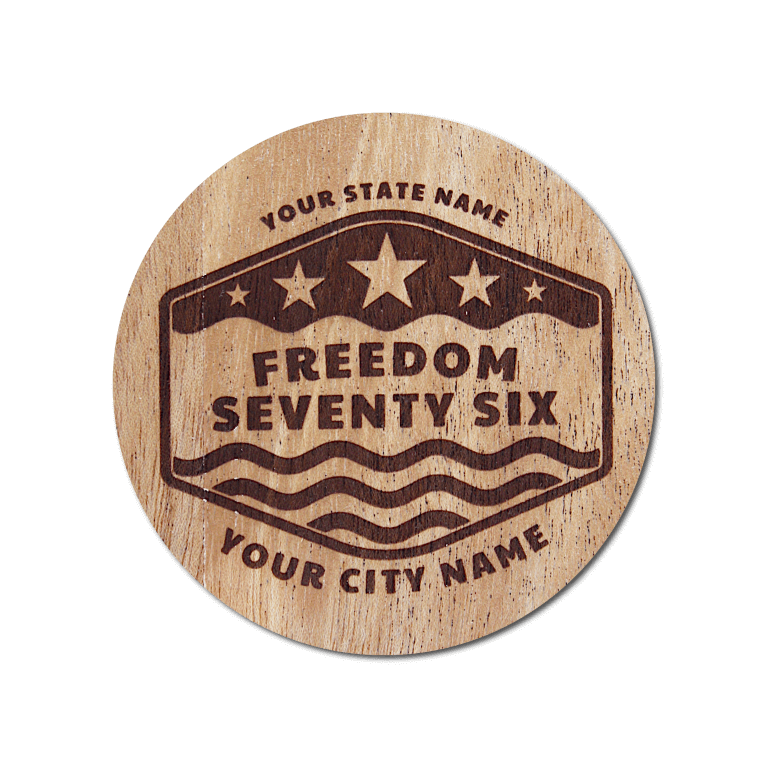 Real Wood Sticker - Freedom '76 Collection (Customized with your City & State)