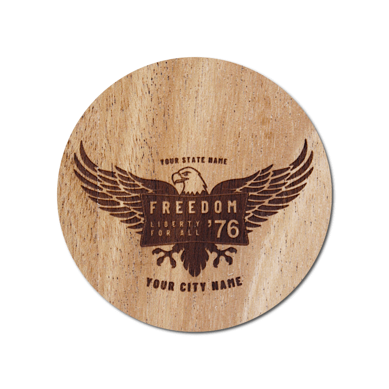 Real Wood Sticker - Freedom '76 Collection (Customized with your City & State)