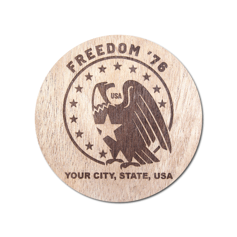 Real Wood Sticker - Freedom '76 Collection (Customized with your City & State)